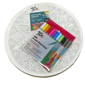 Round Mandala Canvas & Paint Pens Kit