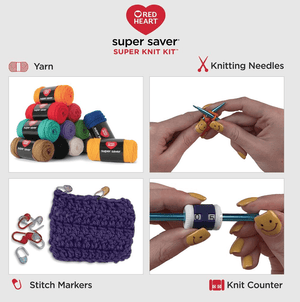 Red Heart Super Saver Yarn Knit Kit with Accessories