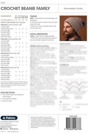 Crochet Beanie Family 9006