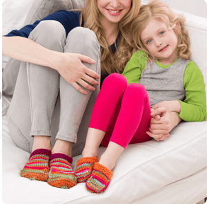 Red Heart Knit Mom and Me Slippers Free Pattern