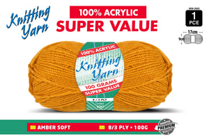 Yatsal Knitting Yarn 8 ply 100g Solid