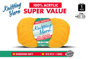 Yatsal Knitting Yarn 8 ply 100g Solid
