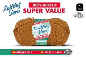 Yatsal Knitting Yarn 8 ply 100g Solid