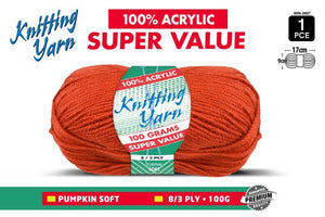 Yatsal Knitting Yarn 8 ply 100g Solid