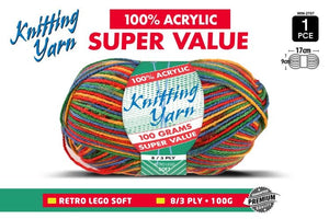 Yatsal Knitting Yarn 8 ply 100g Multicolour