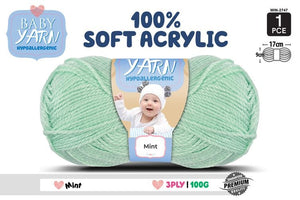 Baby Yarn (Hypoallergenic)100% Soft Acrylic 3ply 100g