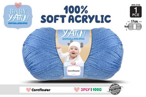 Baby Yarn (Hypoallergenic)100% Soft Acrylic 3ply 100g