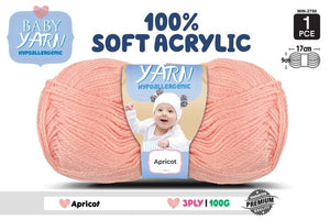 Baby Yarn (Hypoallergenic)100% Soft Acrylic 3ply 100g
