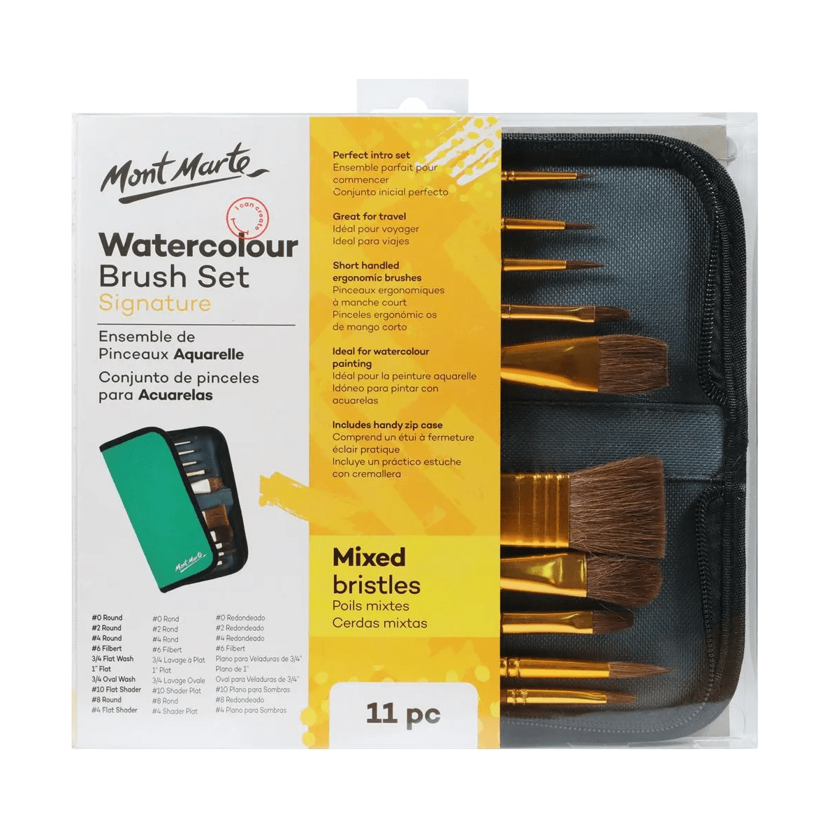 Brush Set in Wallet 11pc Watercolour - CRAFT2U