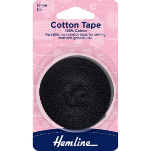 Cotton Tape Black or White (various widths)