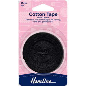 Cotton Tape Black or White (various widths)