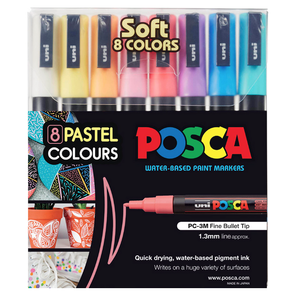 PC-3M 8 pc Pastel Colours Posca Paint Pens Pack - CRAFT2U