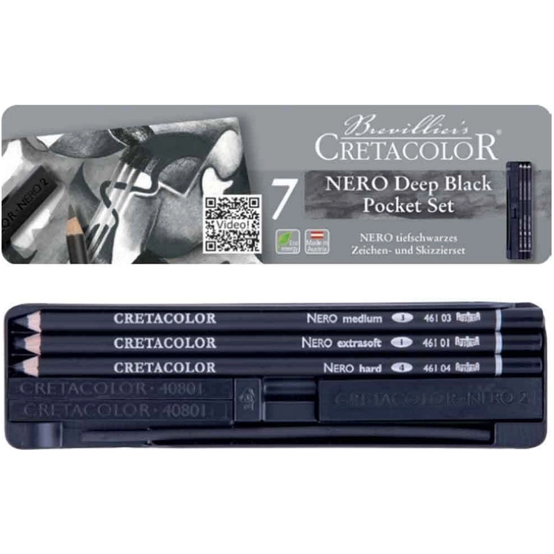 Cretacolor NERO Deep Black Pocket Set - 7pce - CRAFT2U