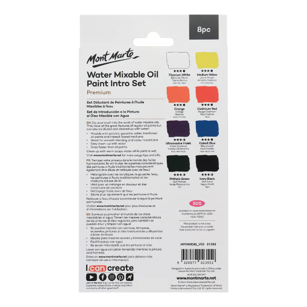 Water Mixable Oil Paint Intro Set (8 piece) - CRAFT2U
