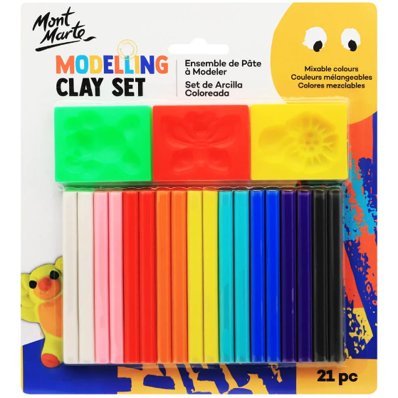Kids Colour Modelling Clay Set w/Moulds 21pce - CRAFT2U