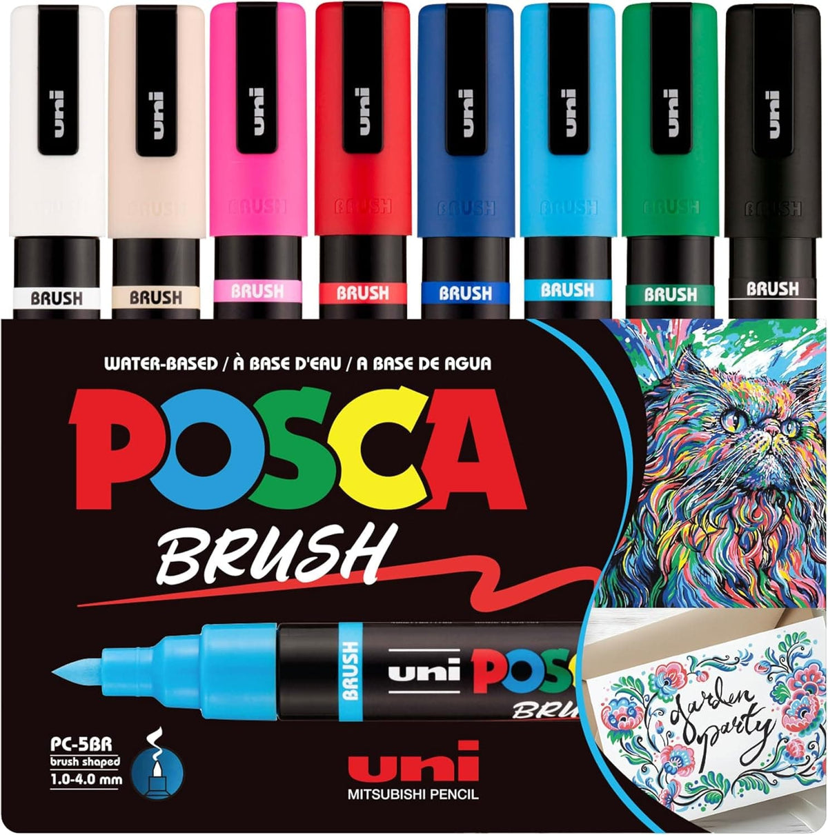 POSCA PC-5BR Brush Tip Assorted 8 Piece