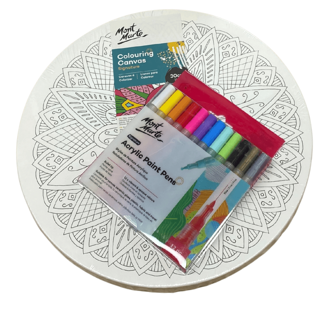 Round Mandala Canvas & Paint Pens Kit