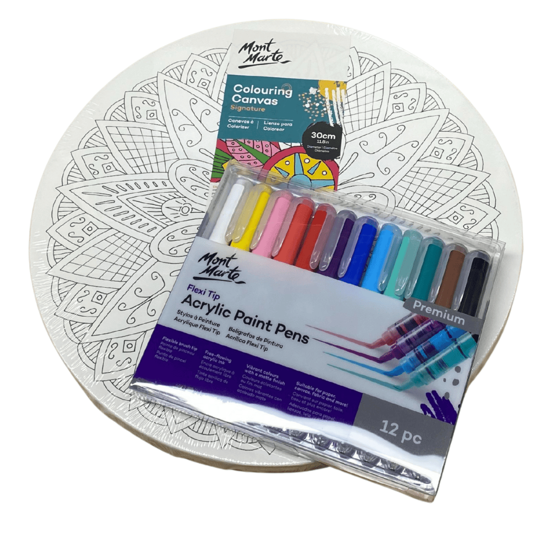 Round Mandala Canvas & Paint Pens Kit