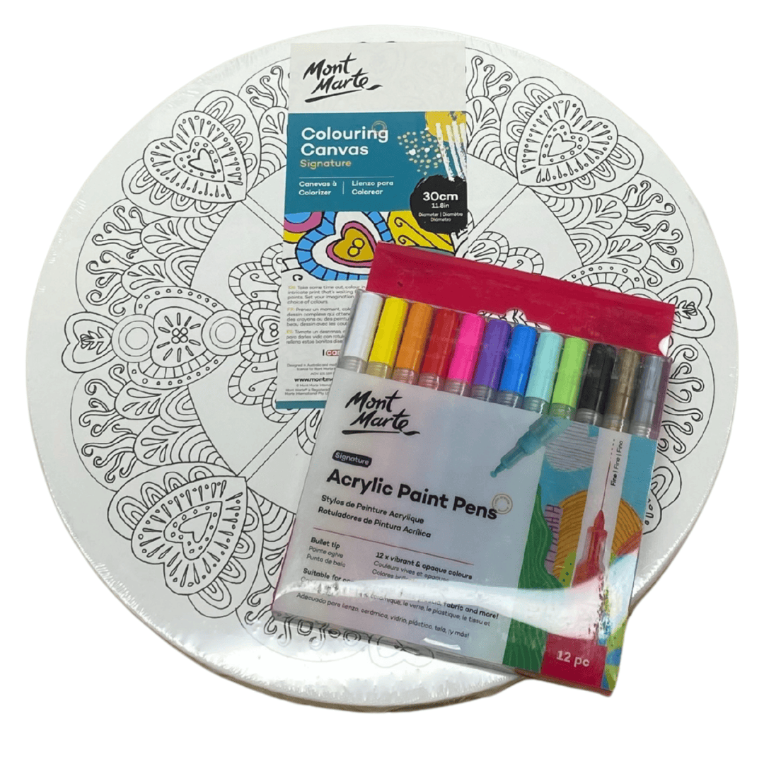 Round Mandala Canvas & Paint Pens Kit
