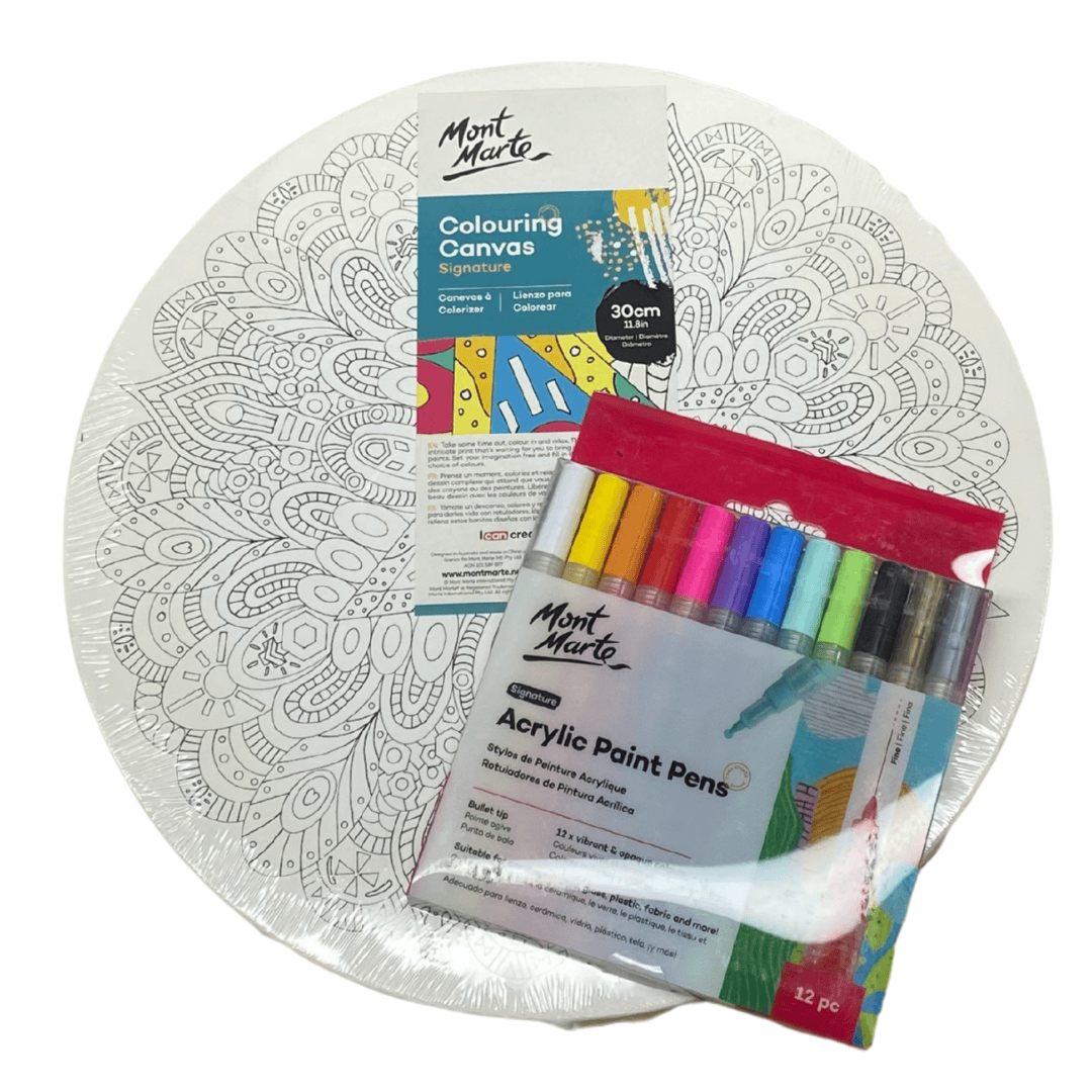 Round Mandala Canvas & Paint Pens Kit