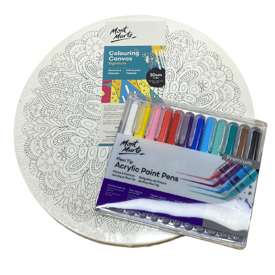 Round Mandala Canvas & Paint Pens Kit