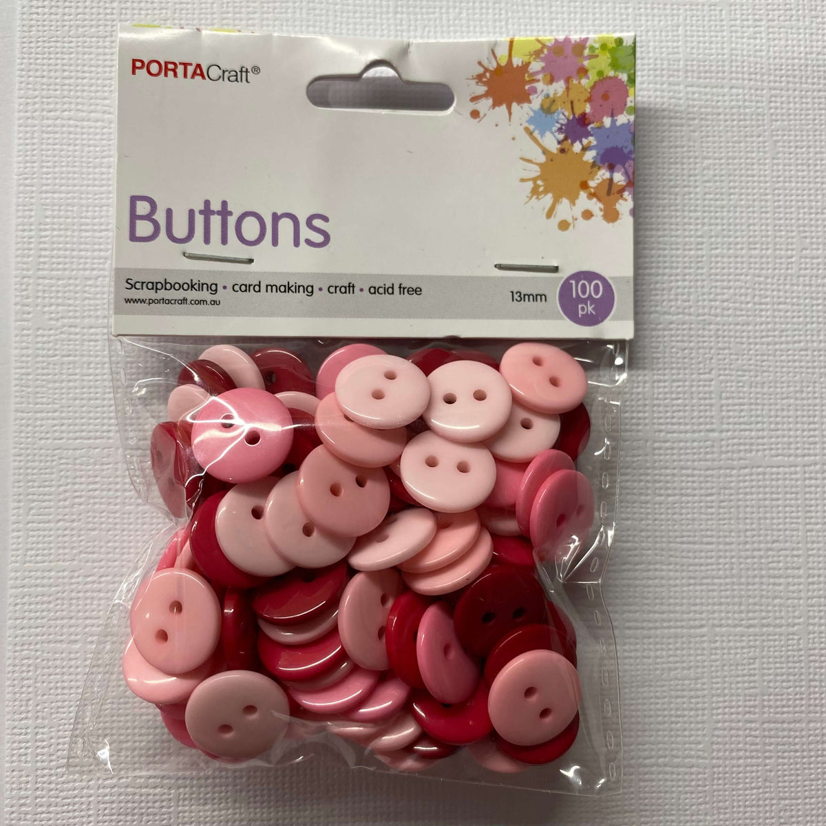Buttons Plastic Round 13mm 100pk