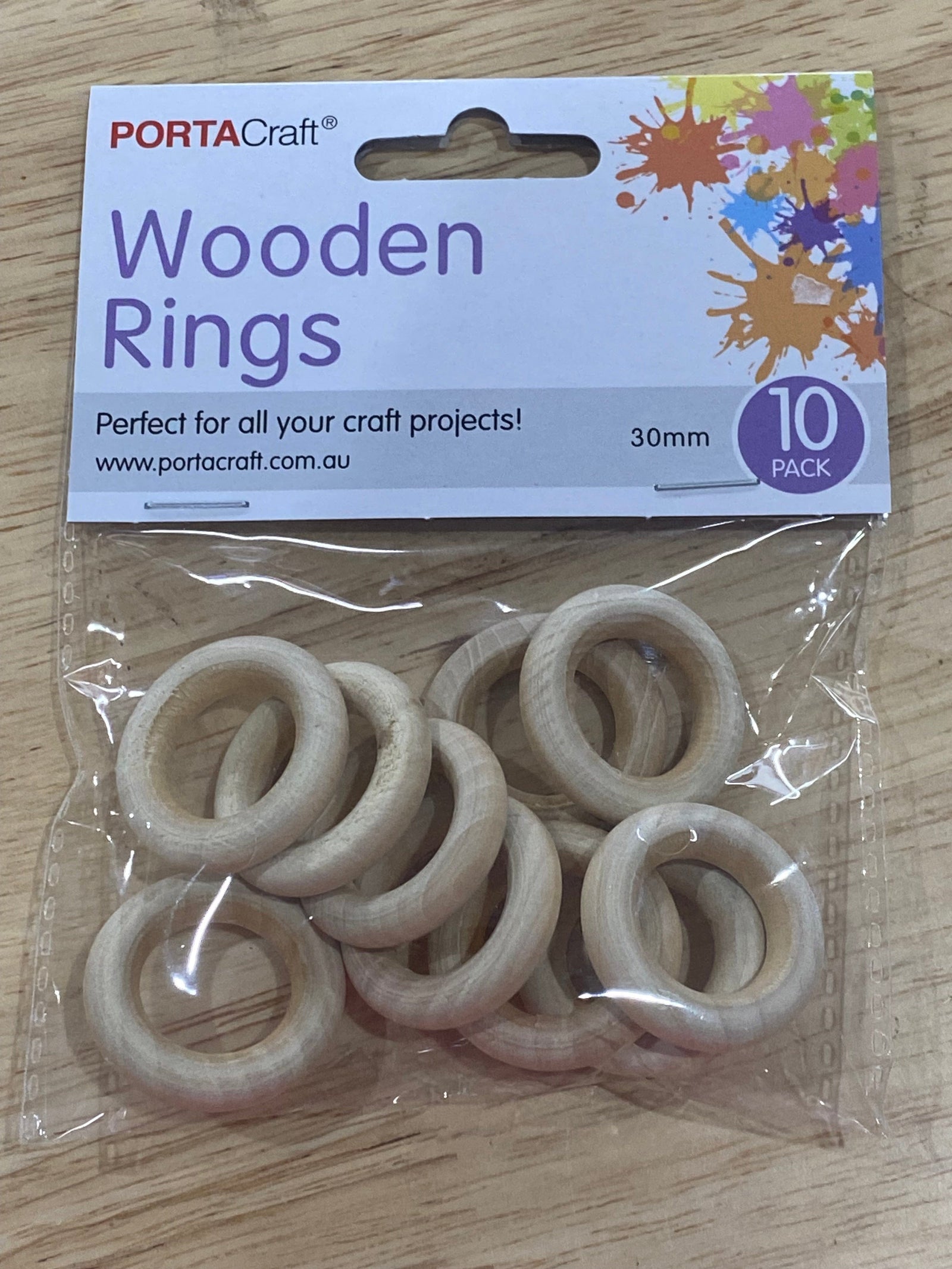 Wooden Rings 30mm 10pk
