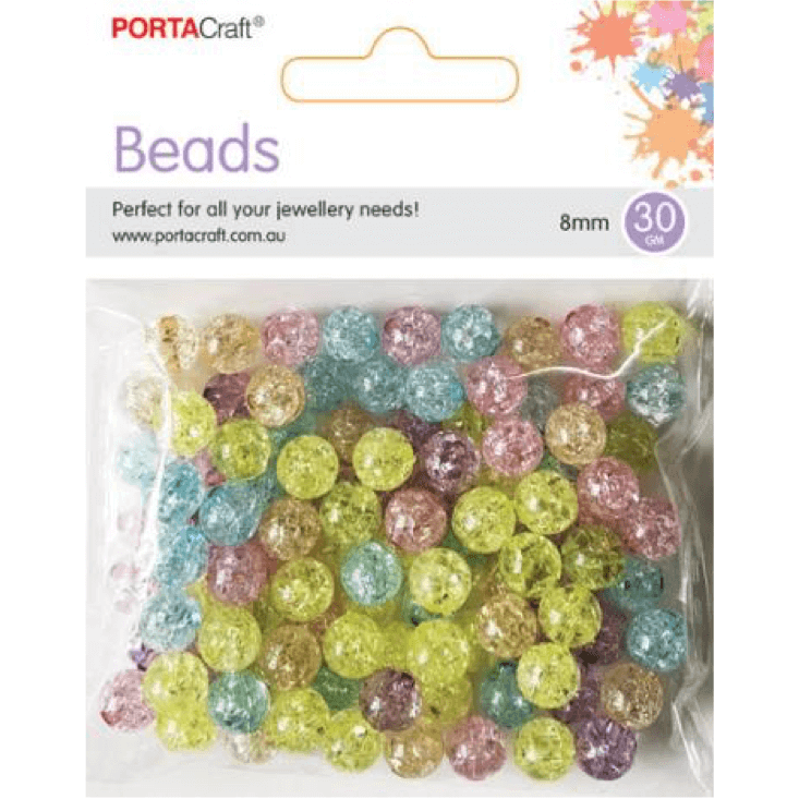 Beads 8mm 30g Round Glitter Pastel