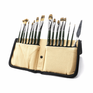 Artist Brush Set with Easel Wallet 17pc