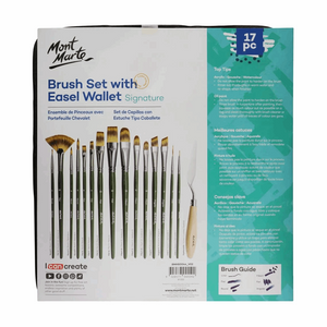 Artist Brush Set with Easel Wallet 17pc