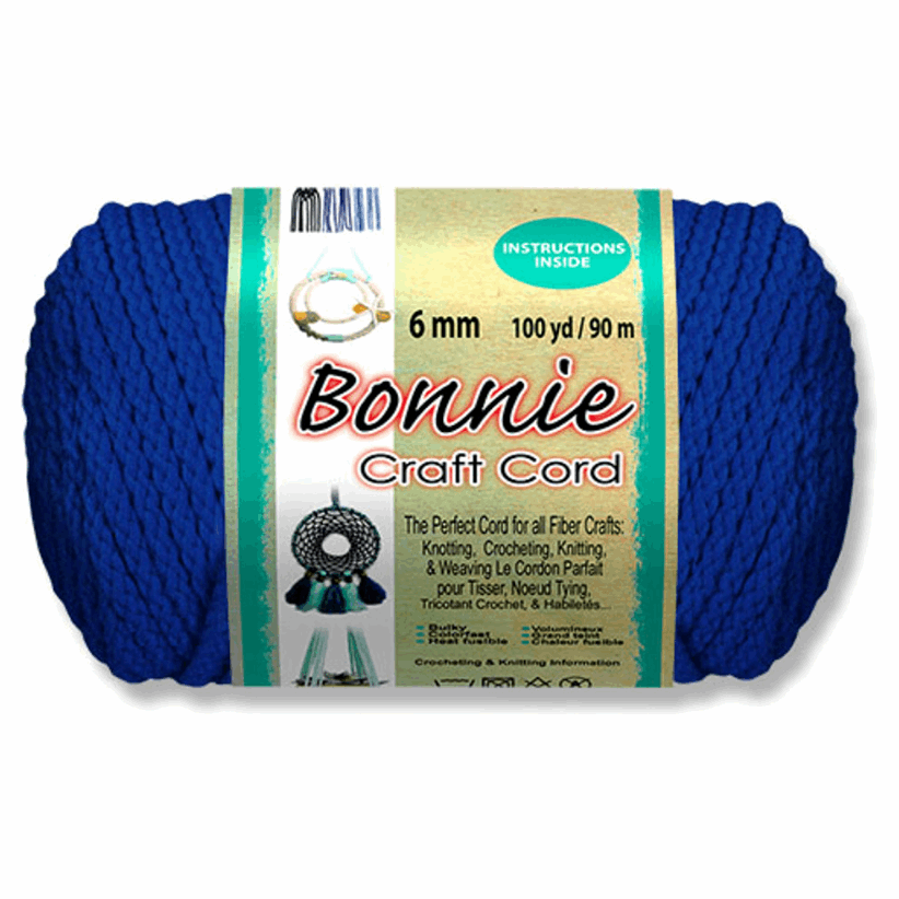 Bonnie 6mm Crafting Cord in Fun Solid & Pattern Colors, Knitting Yarn,  Crocheting Rope, Macrame, Braided Craft Cord, Weaving and Knotting 