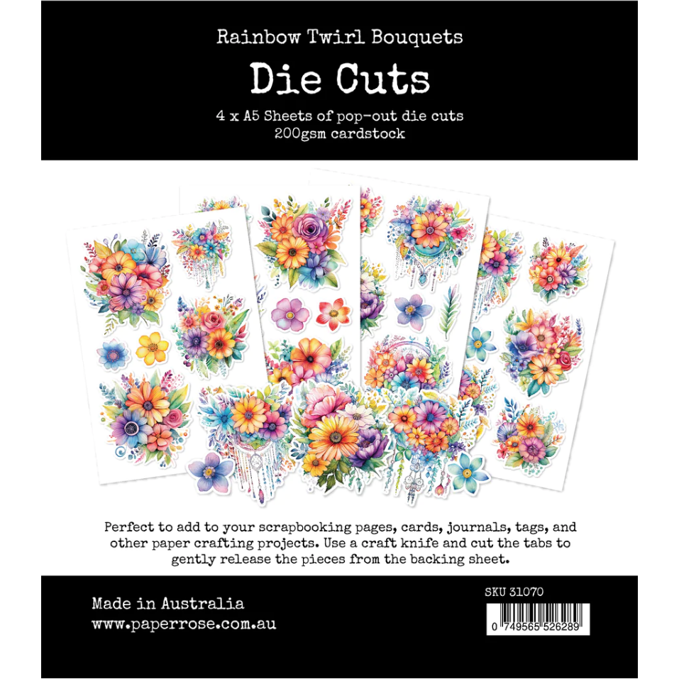 Rainbow Twirl Bouquets Die Cuts - Paper Rose Studio