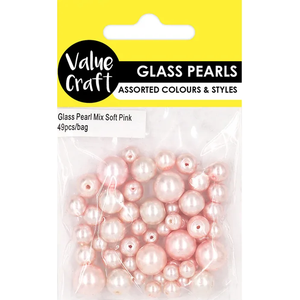 Glass Pearl Beads Mixed Sizes 49pcs/bag
