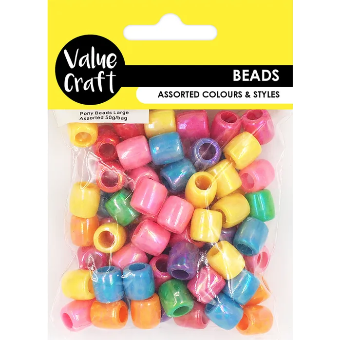Value Craft Plastic Childrens Pony Beads Packs