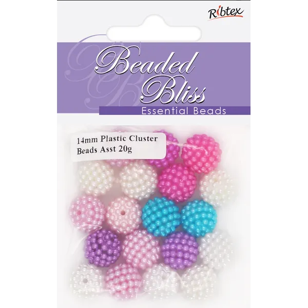 Plastic Round Cluster Bead 14mm Assorted - BB18010