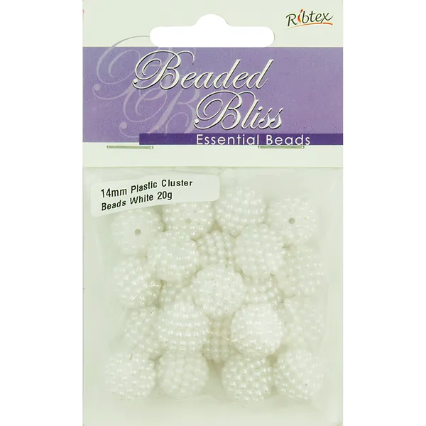 Plastic Round Cluster Bead 14mm White - BB18009