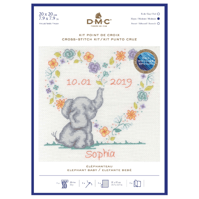 DMC Counted Cross Stitch Kit - Elephant Baby