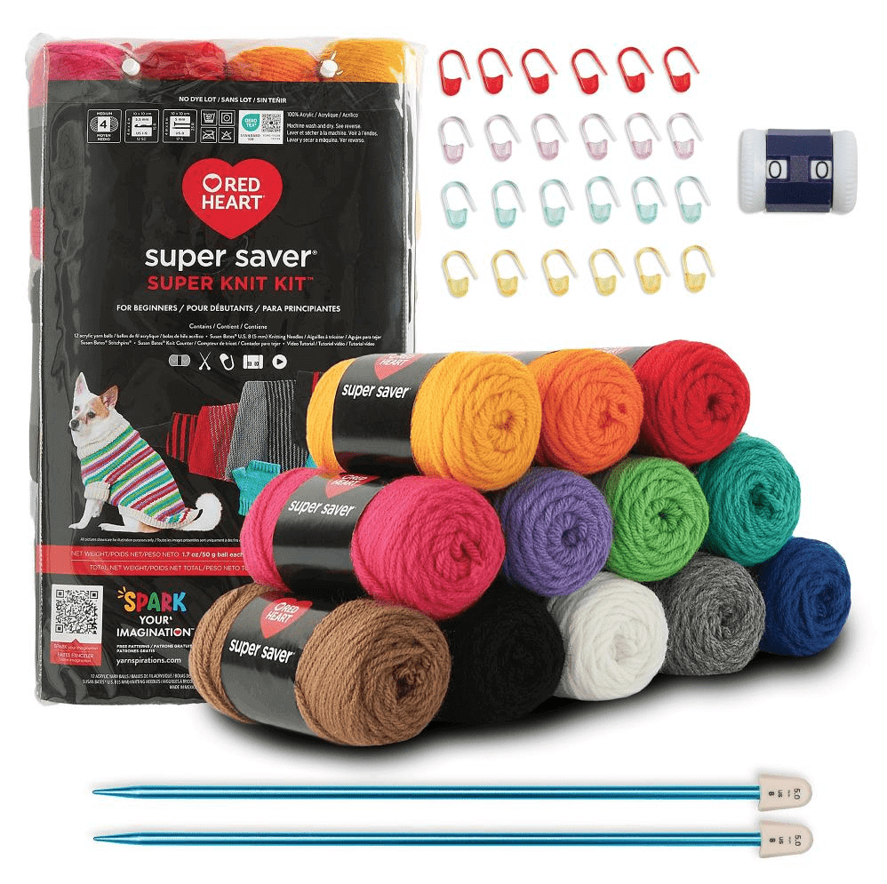 Red Heart Super Saver Yarn Knit Kit with Accessories