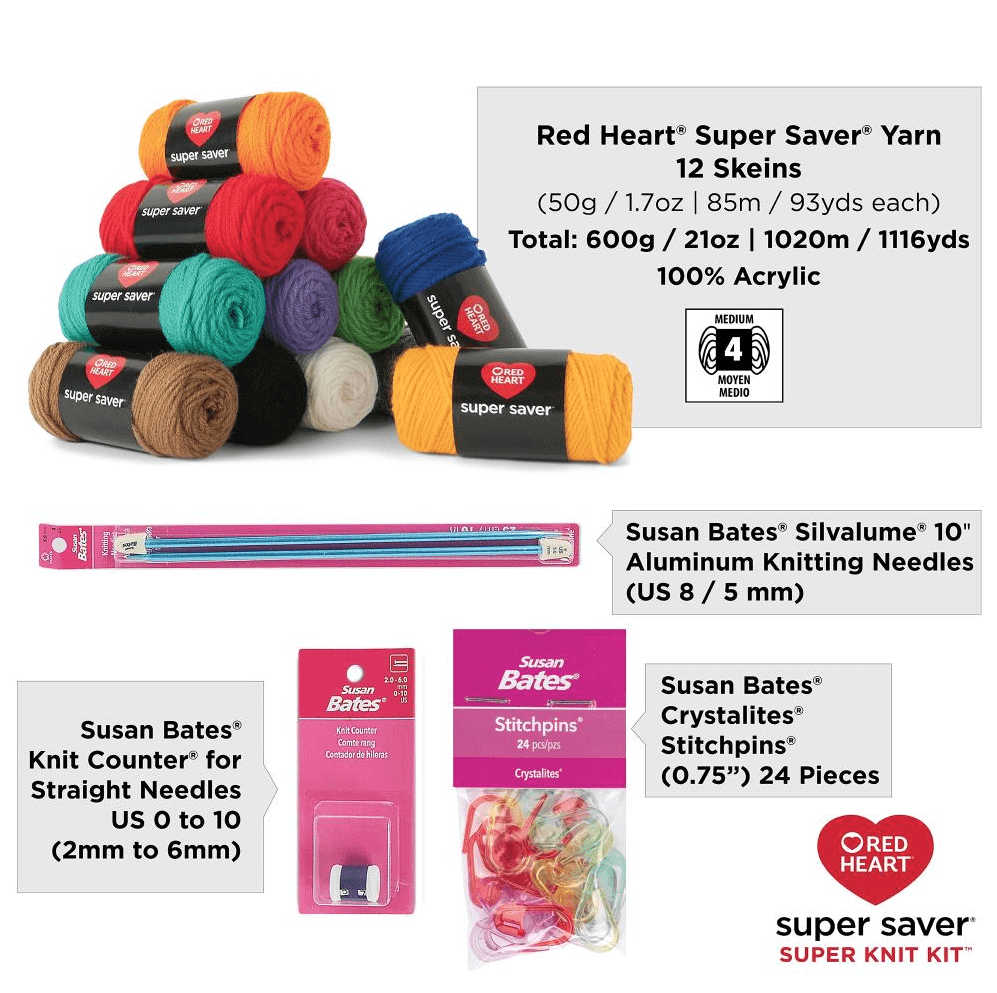 Red Heart Super Saver Yarn Knit Kit with Accessories