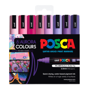 POSCA PC-5M 8pc Aurora Colours