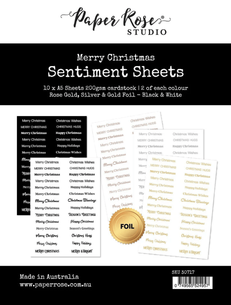 Merry Christmas Sentiment Sheets - Paper Rose Studio
