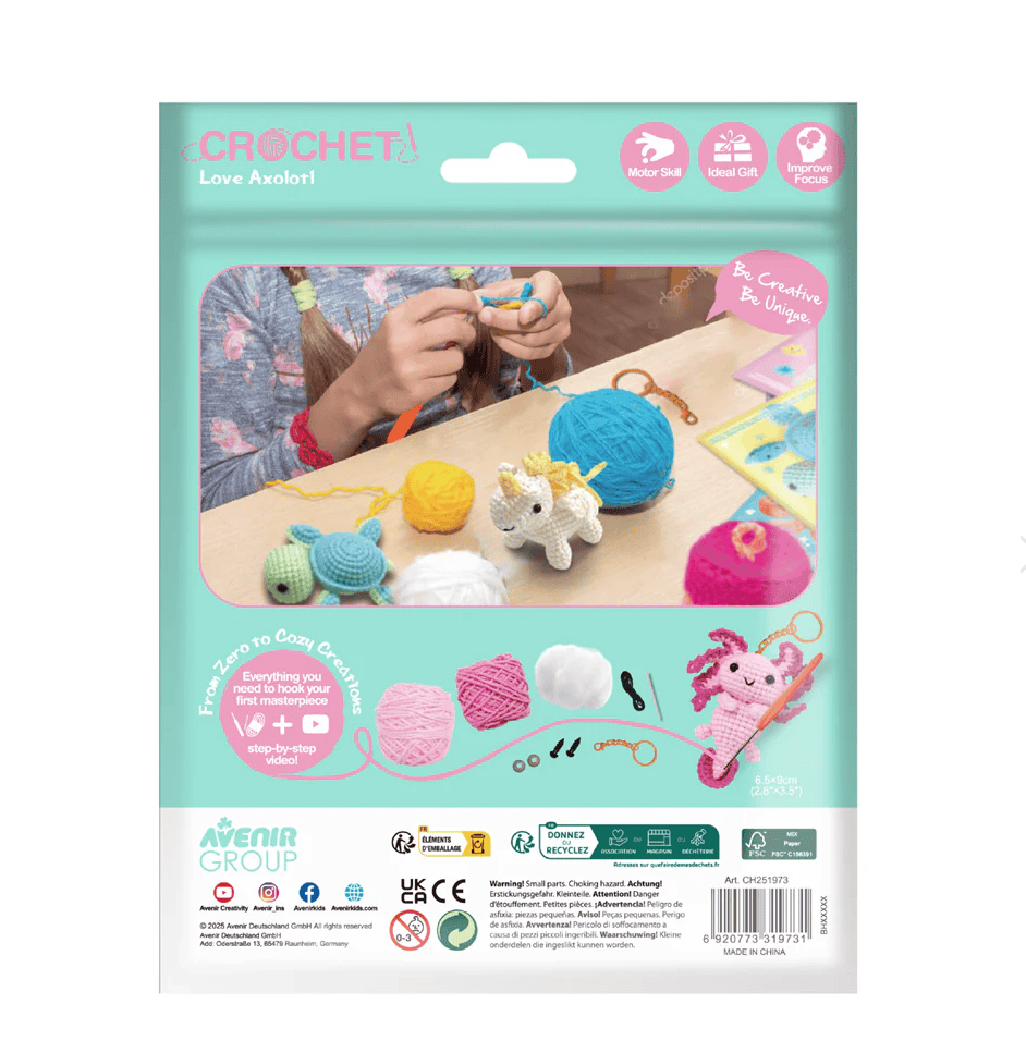Crochet Keychain Kit - Love Axolotl