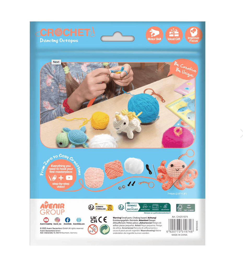 Crochet Keychain Kit - Dancing Octopus