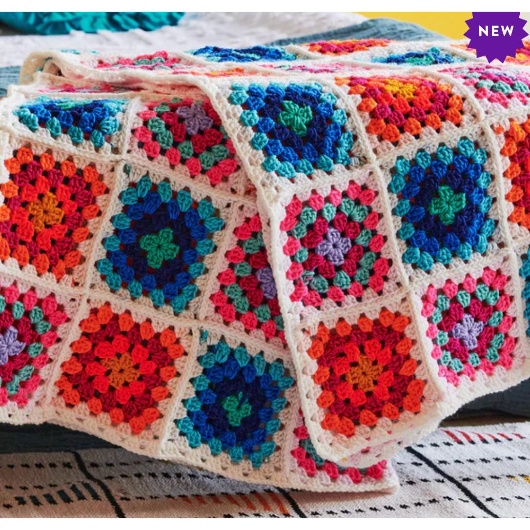 Red Heart Spectrum Dreams Crochet Granny Square Blanket Free Pattern