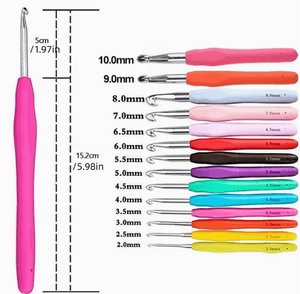 14 pce Soft Handle Aluminum Ergonomics Crochet Hook  Set