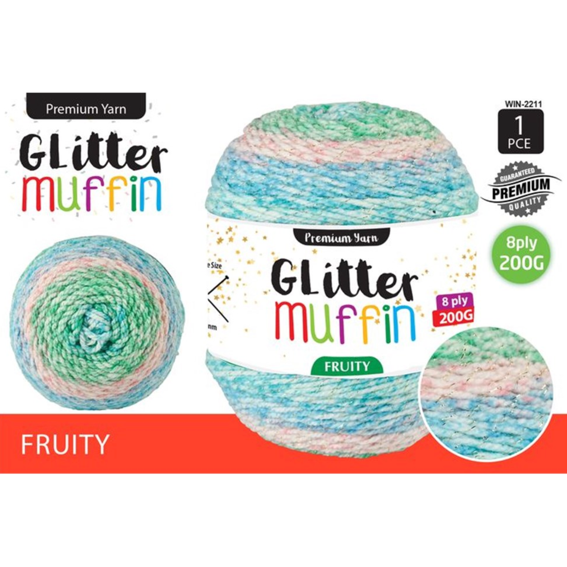 Yatsal Jumbo Muffin Glitter Cake Yarn 8Ply 200G