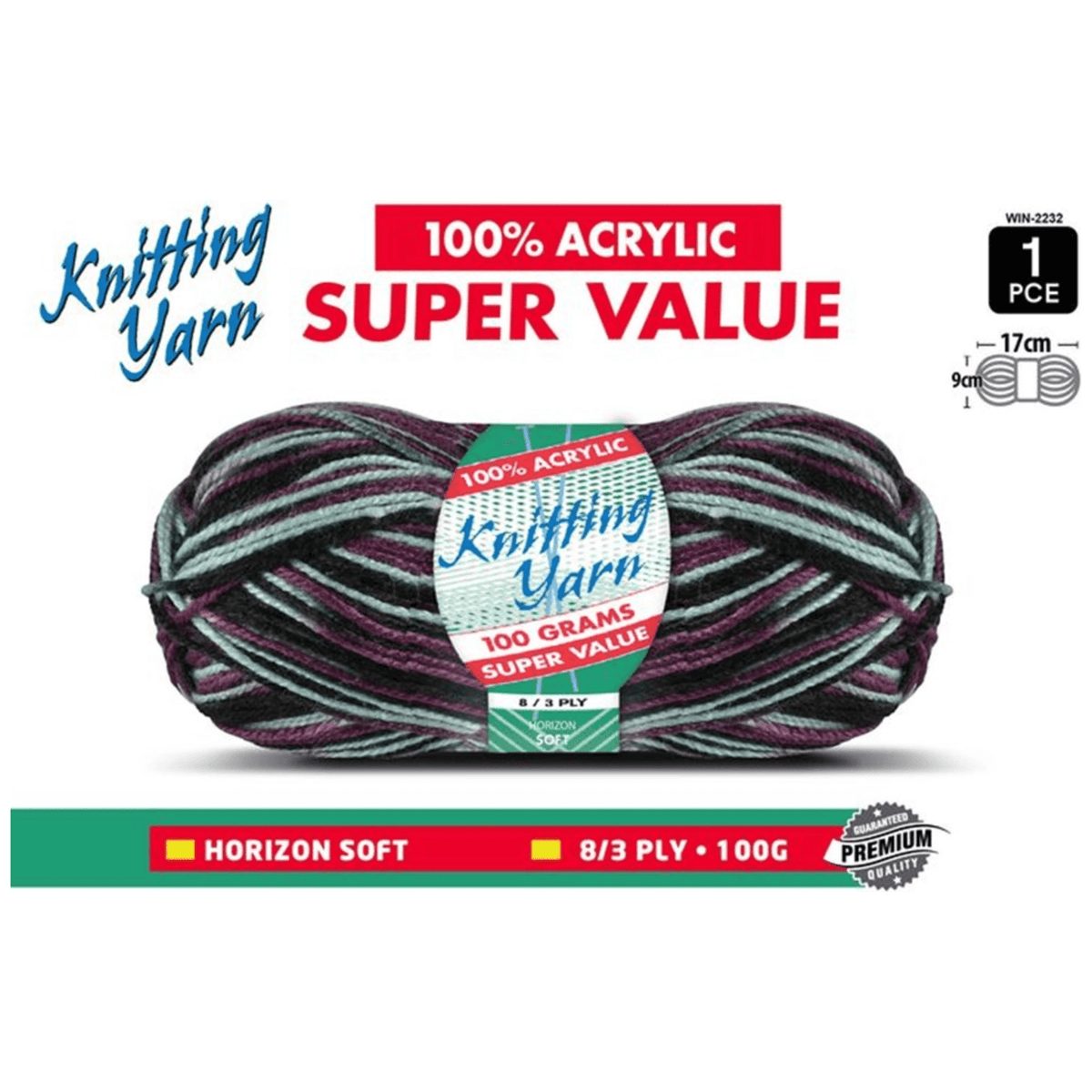 Yatsal Knitting Yarn 8 ply 100g Multicolour