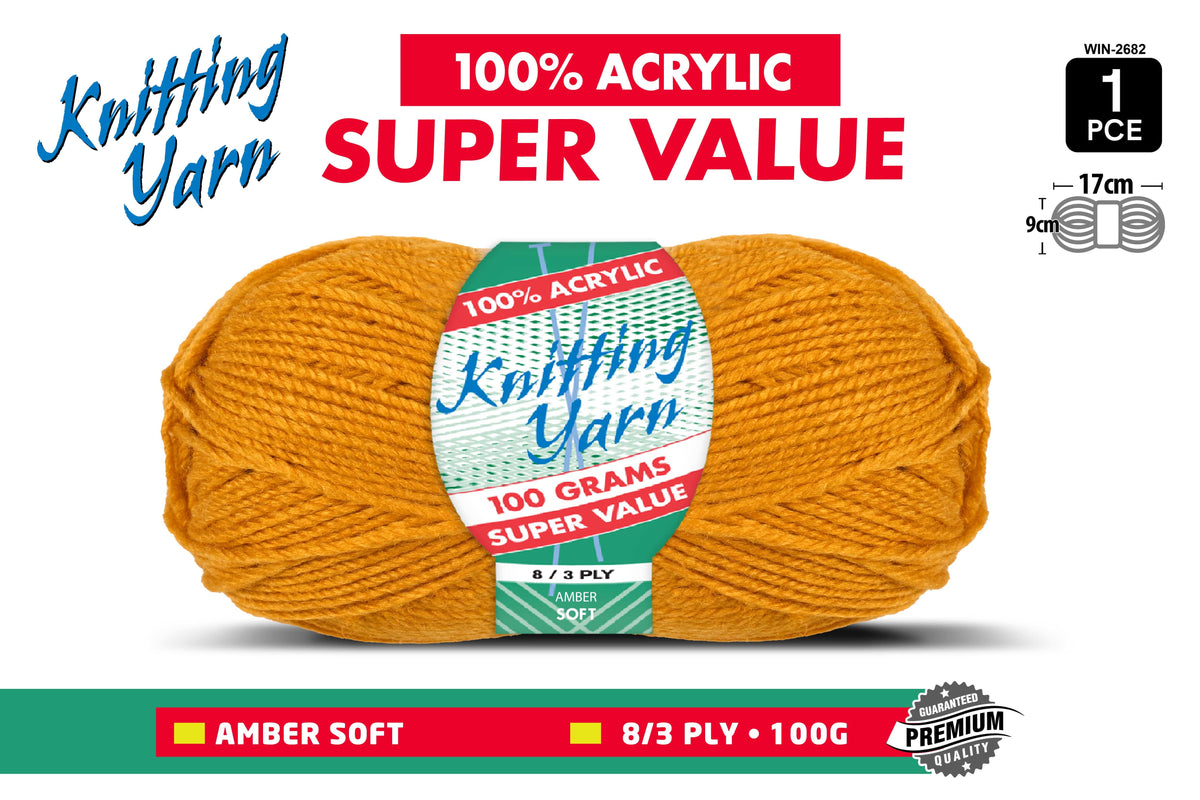Yatsal Knitting Yarn 8 ply 100g Solid