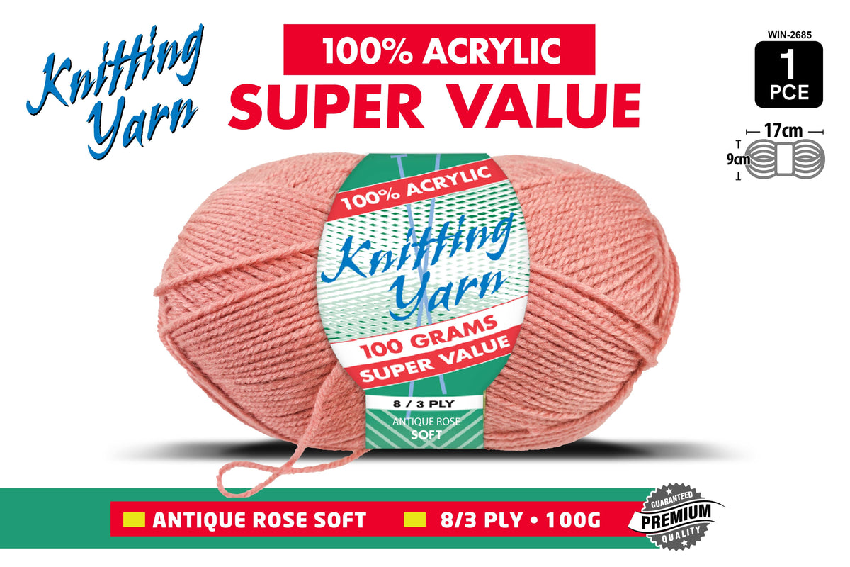 Yatsal Knitting Yarn 8 ply 100g Solid