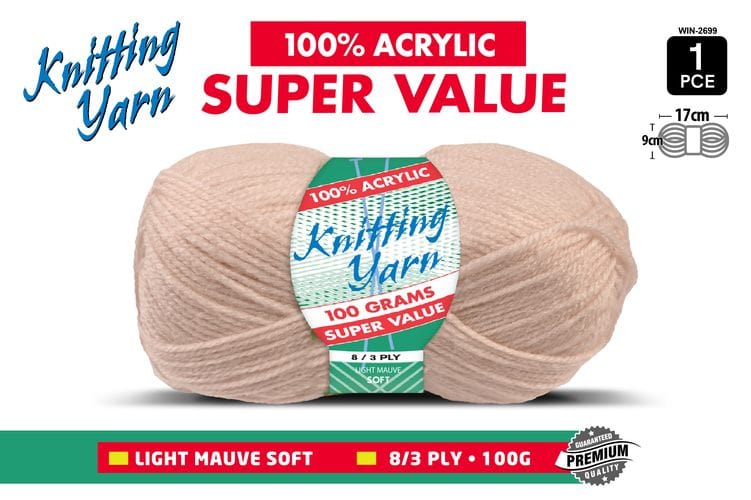 Yatsal Knitting Yarn 8 ply 100g Solid